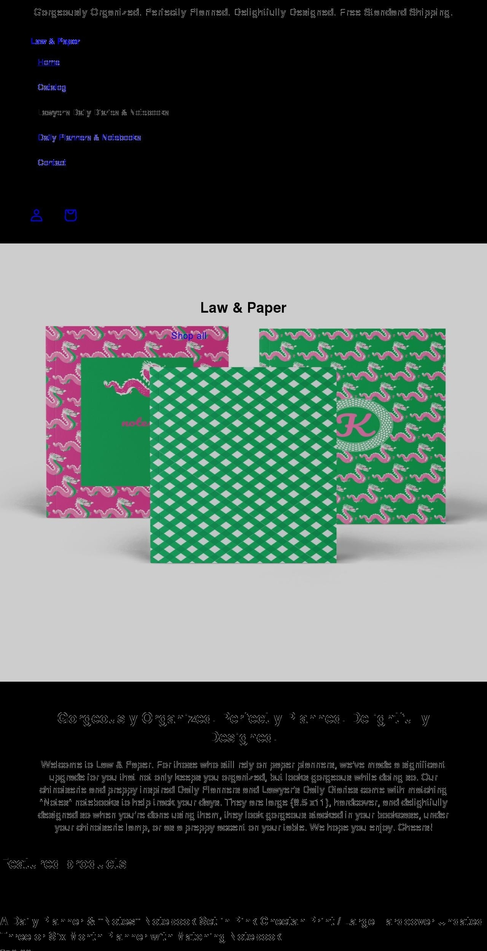 lawandpaper.com shopify website screenshot