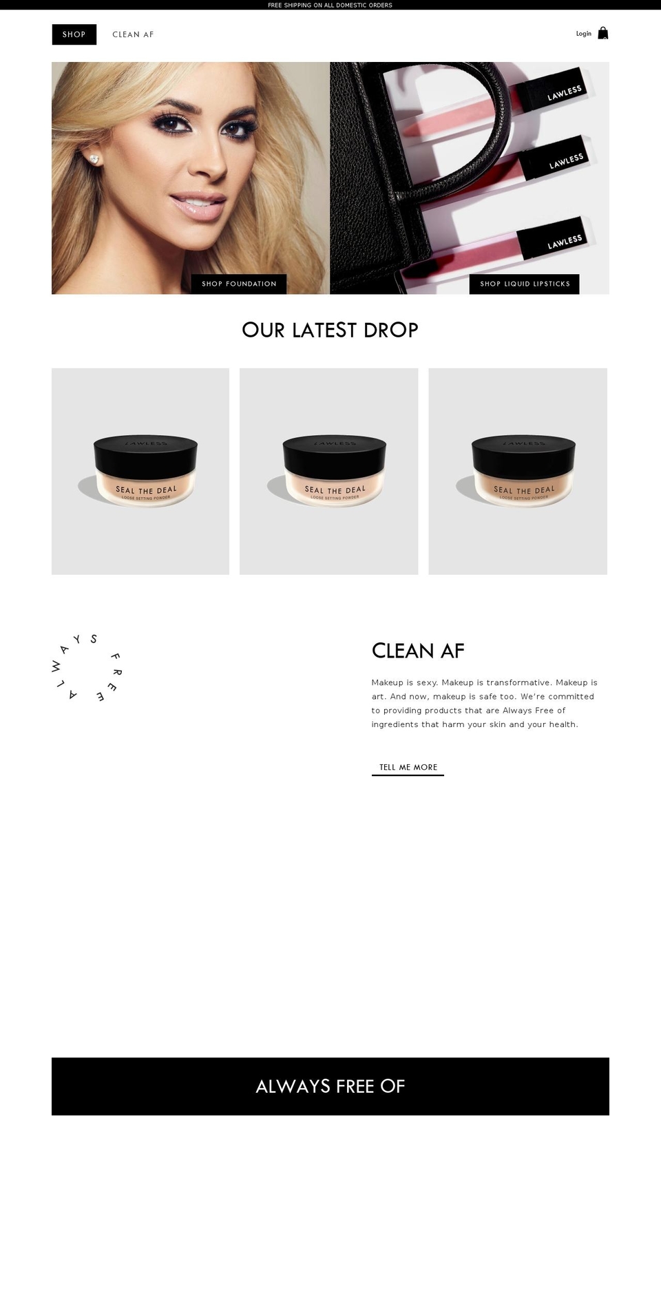 lawlessbeauty.com shopify website screenshot