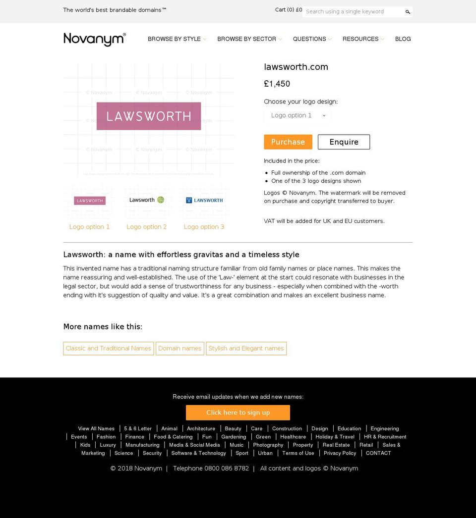 lawsworth.com shopify website screenshot