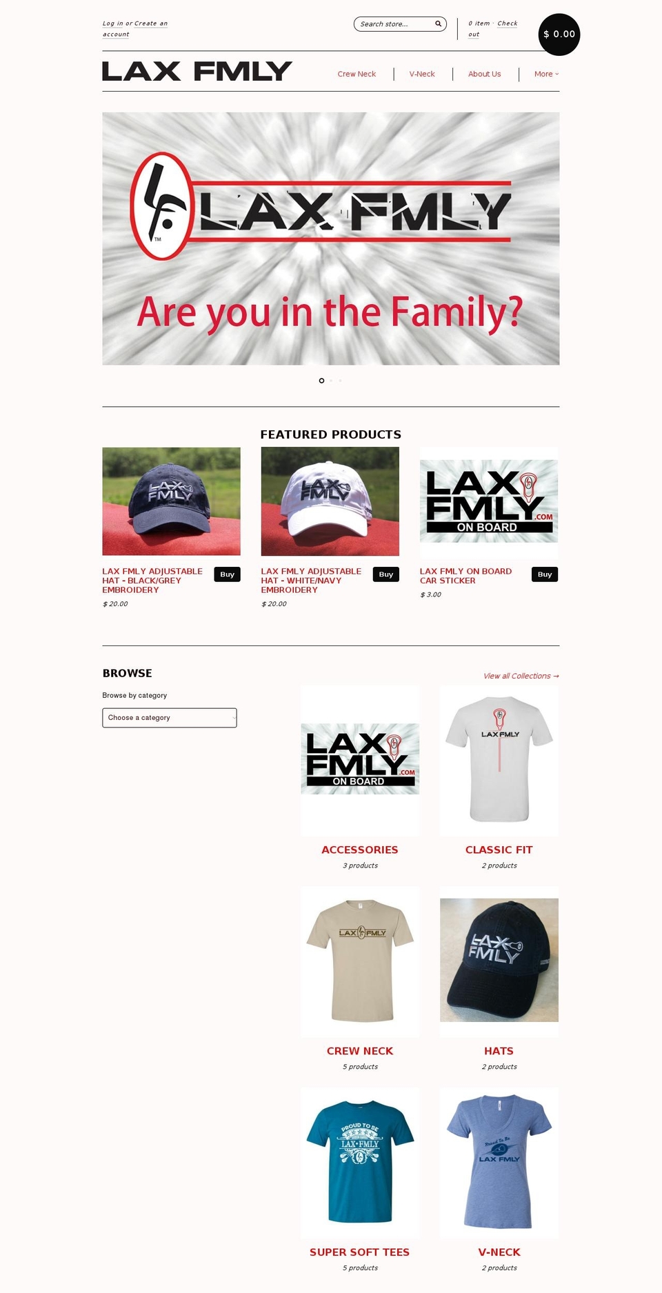 laxfmly.com shopify website screenshot