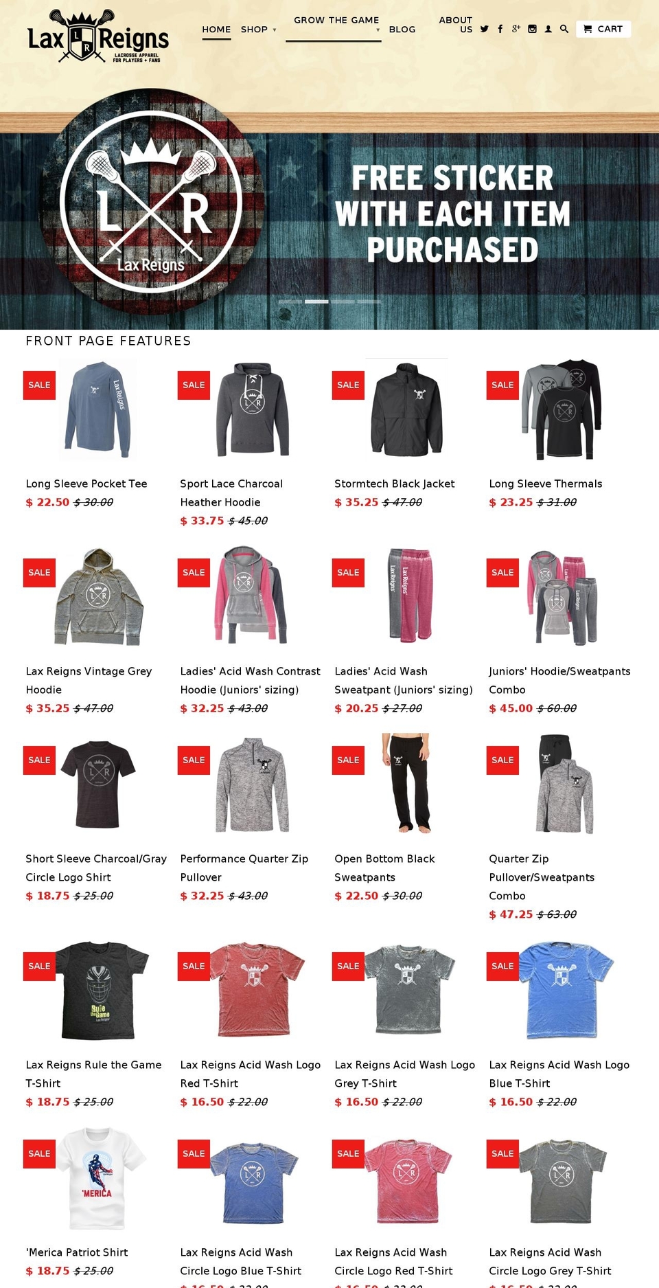 laxreigns.com shopify website screenshot