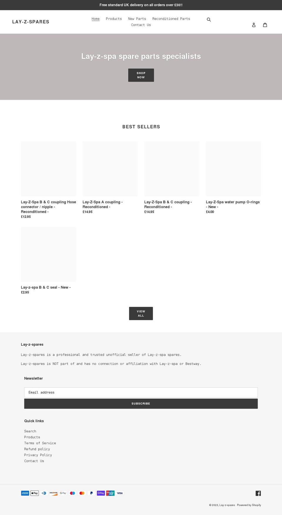 lay-z-spares.com shopify website screenshot