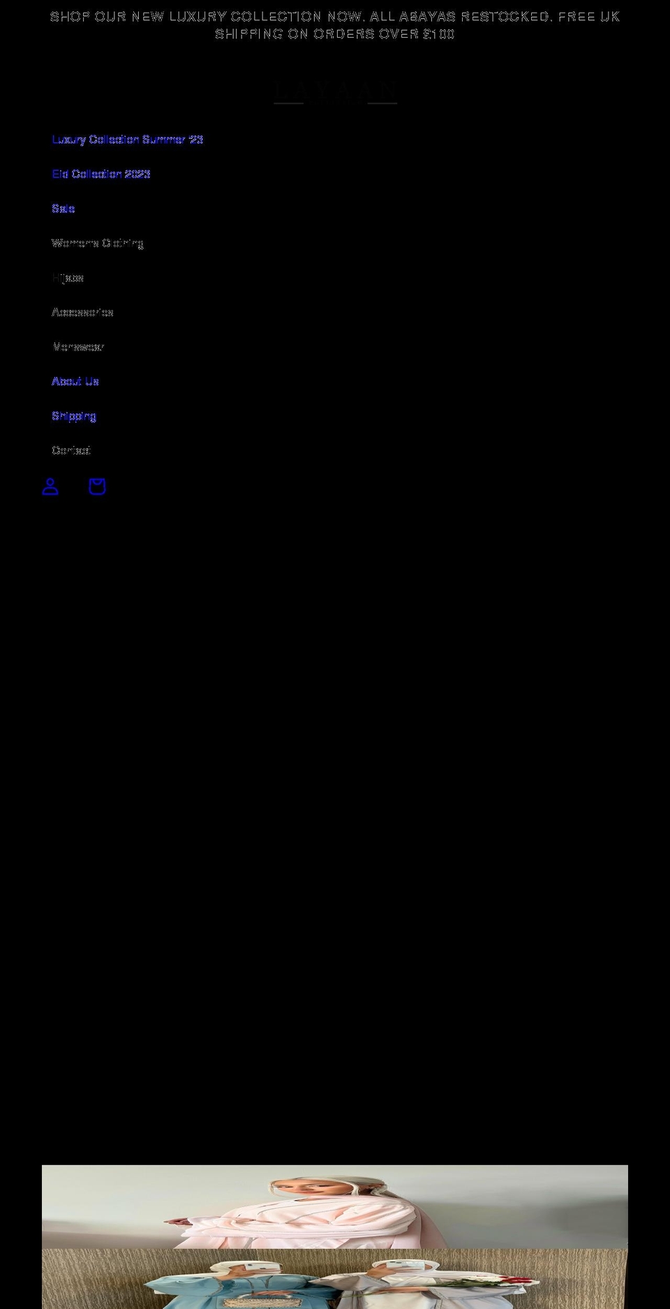 layaancollection.com shopify website screenshot