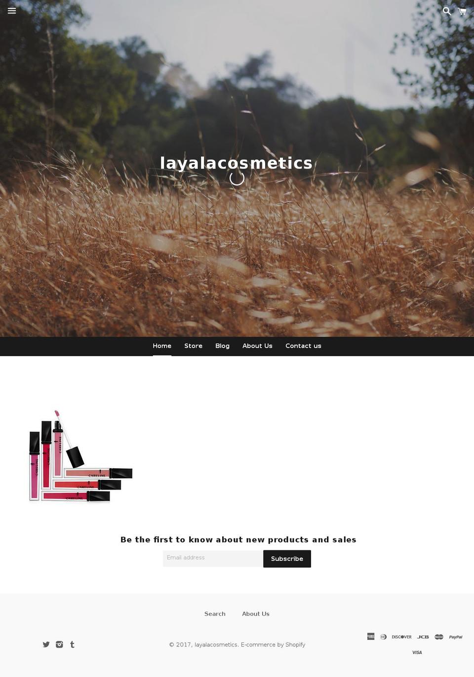 layalacosmetics.com shopify website screenshot