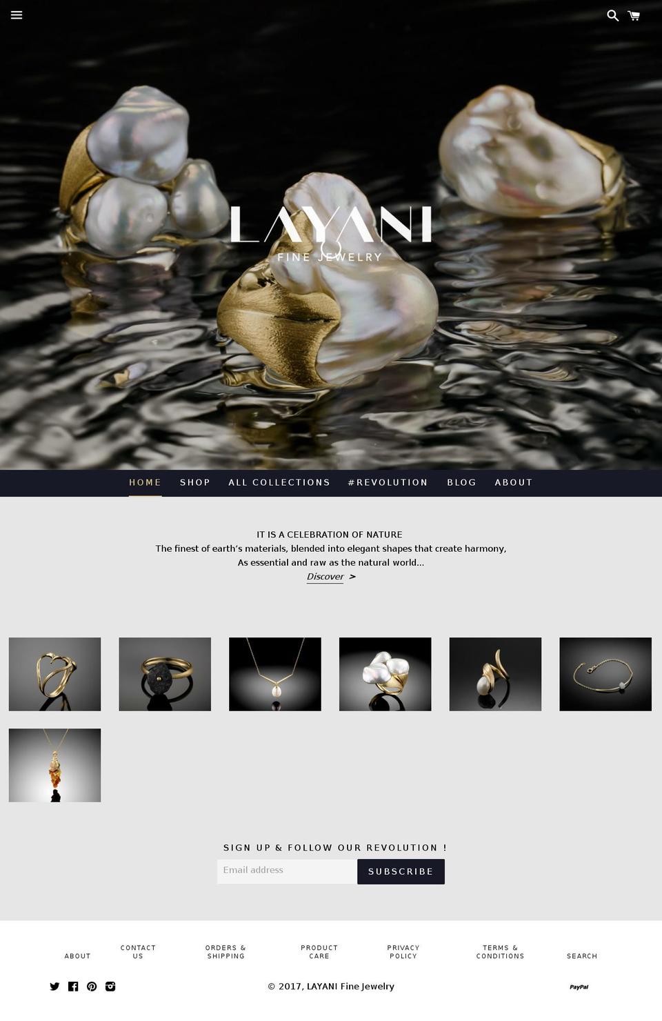 layanijewelry.com shopify website screenshot