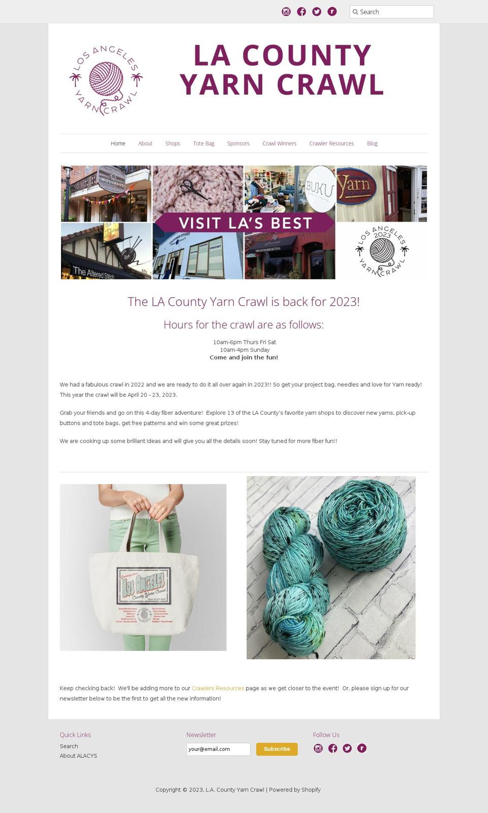 layarncrawl.org shopify website screenshot