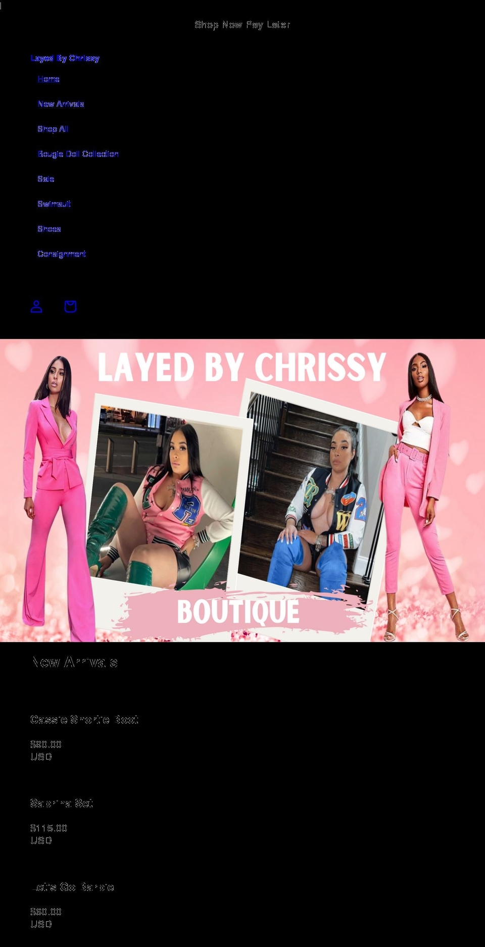 layedbychrissy.shop shopify website screenshot