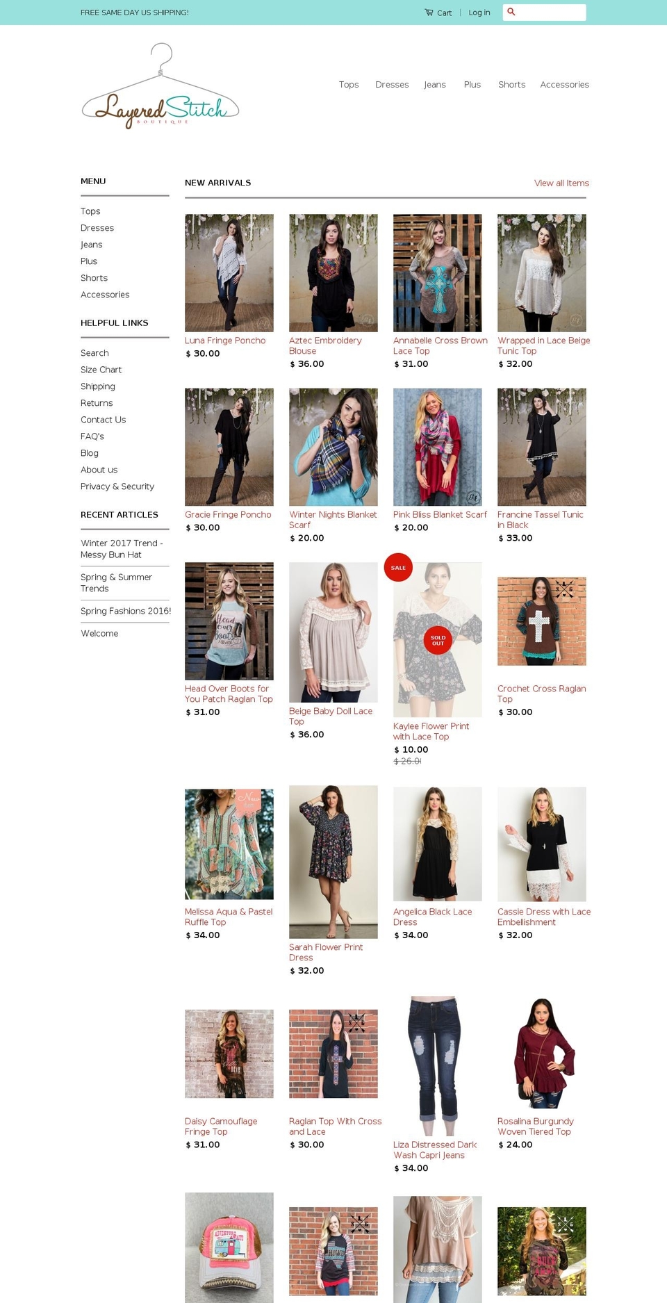 layeredstitch.com shopify website screenshot