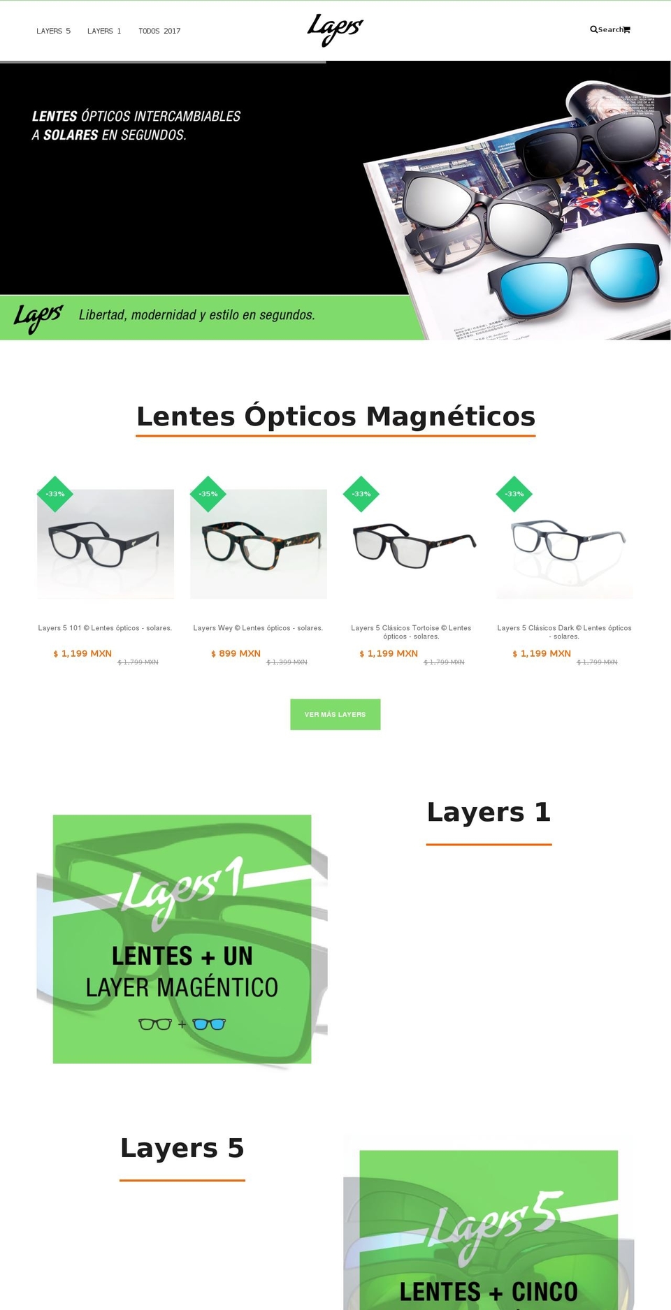 Layers Theme Shopify theme site example layersglasses.com