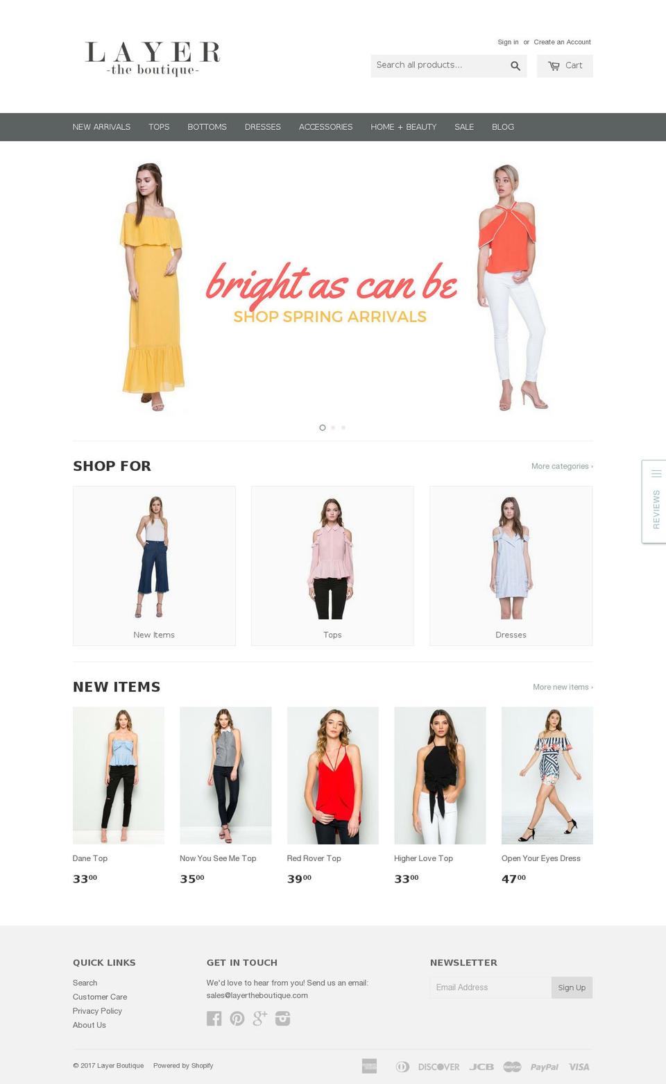 layertheboutique.com shopify website screenshot