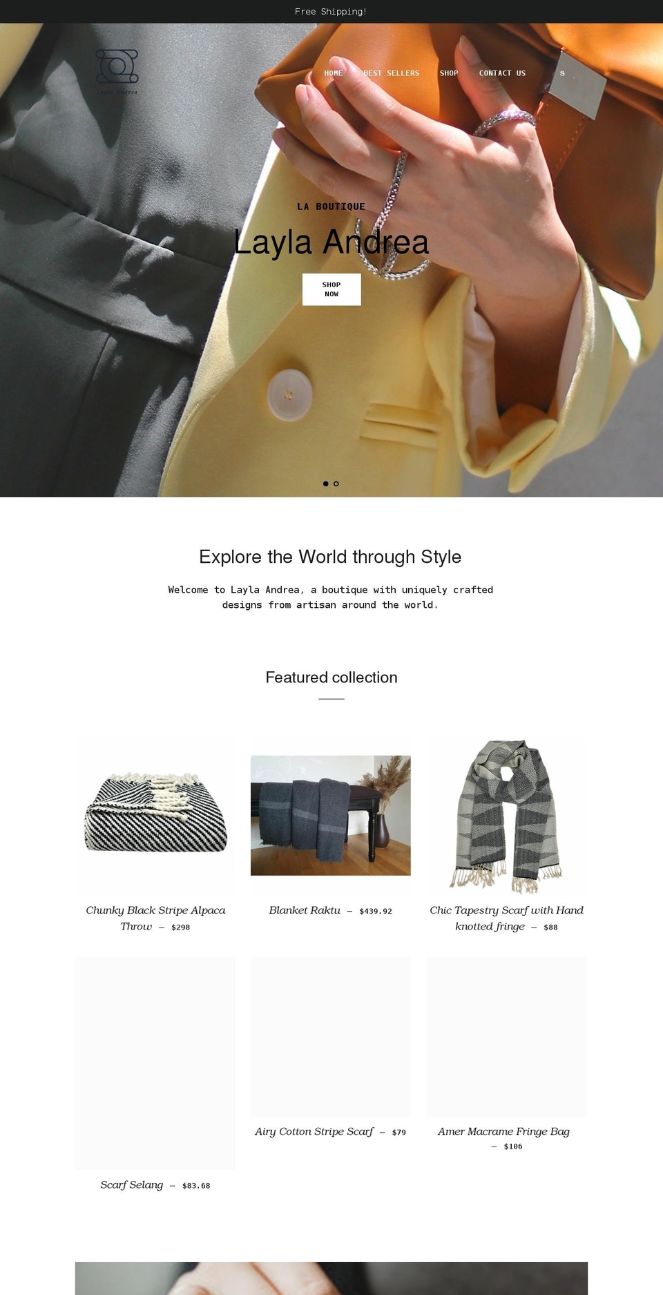 laylaandrea.com shopify website screenshot