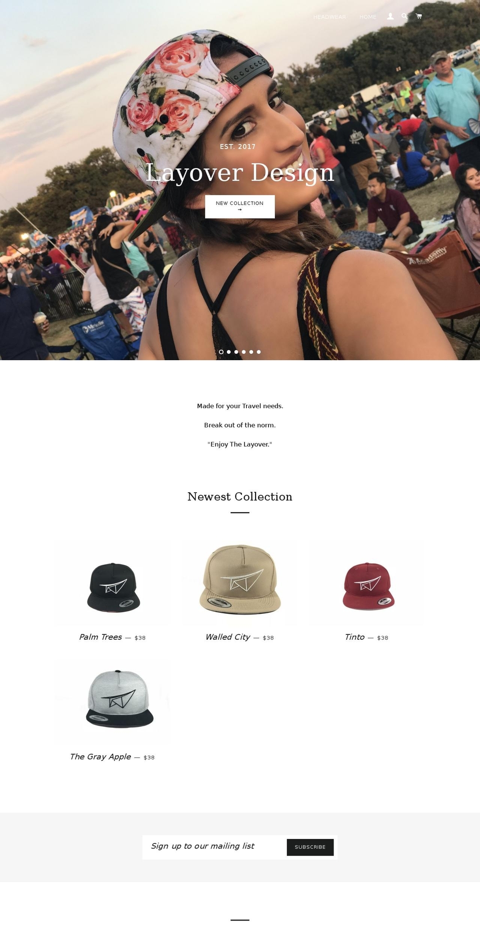 layoverdesign.com — Shopify storefront screenshot
