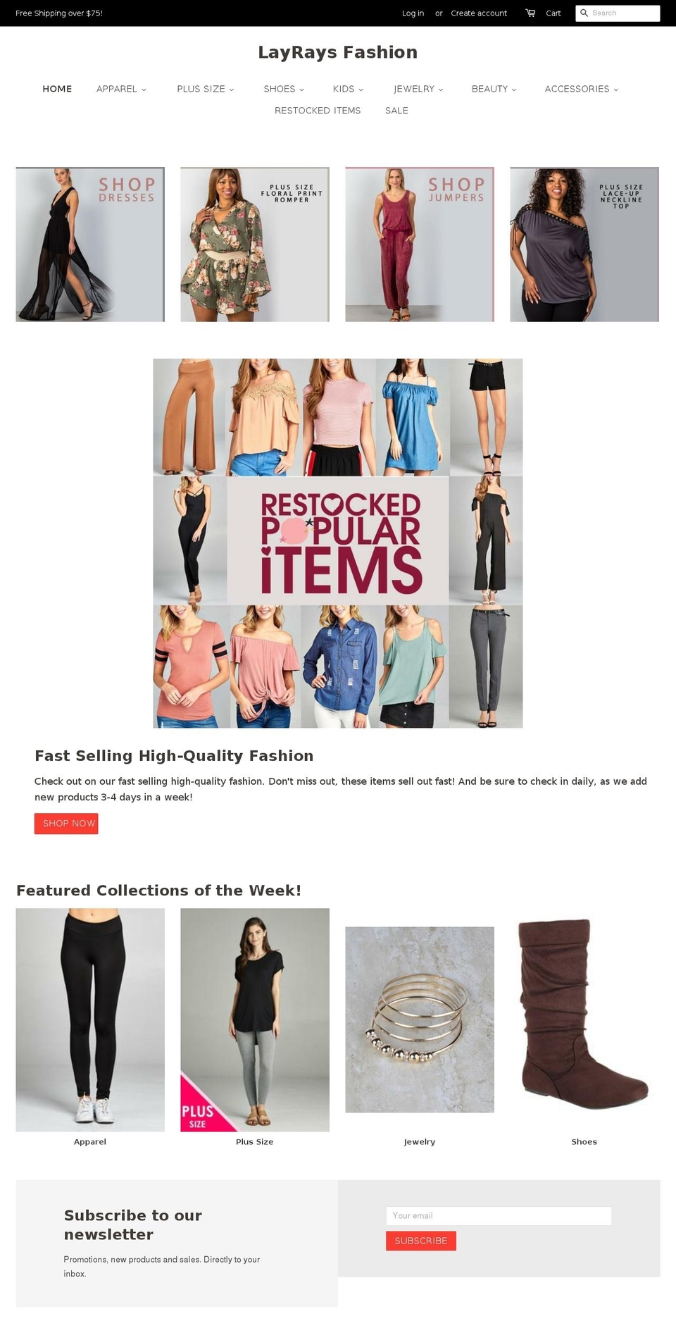 layraysfashion.com — Shopify storefront screenshot