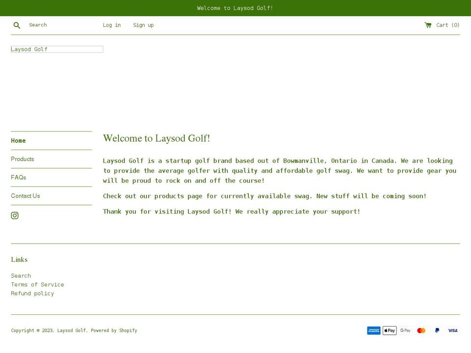 laysodgolf.com shopify website screenshot