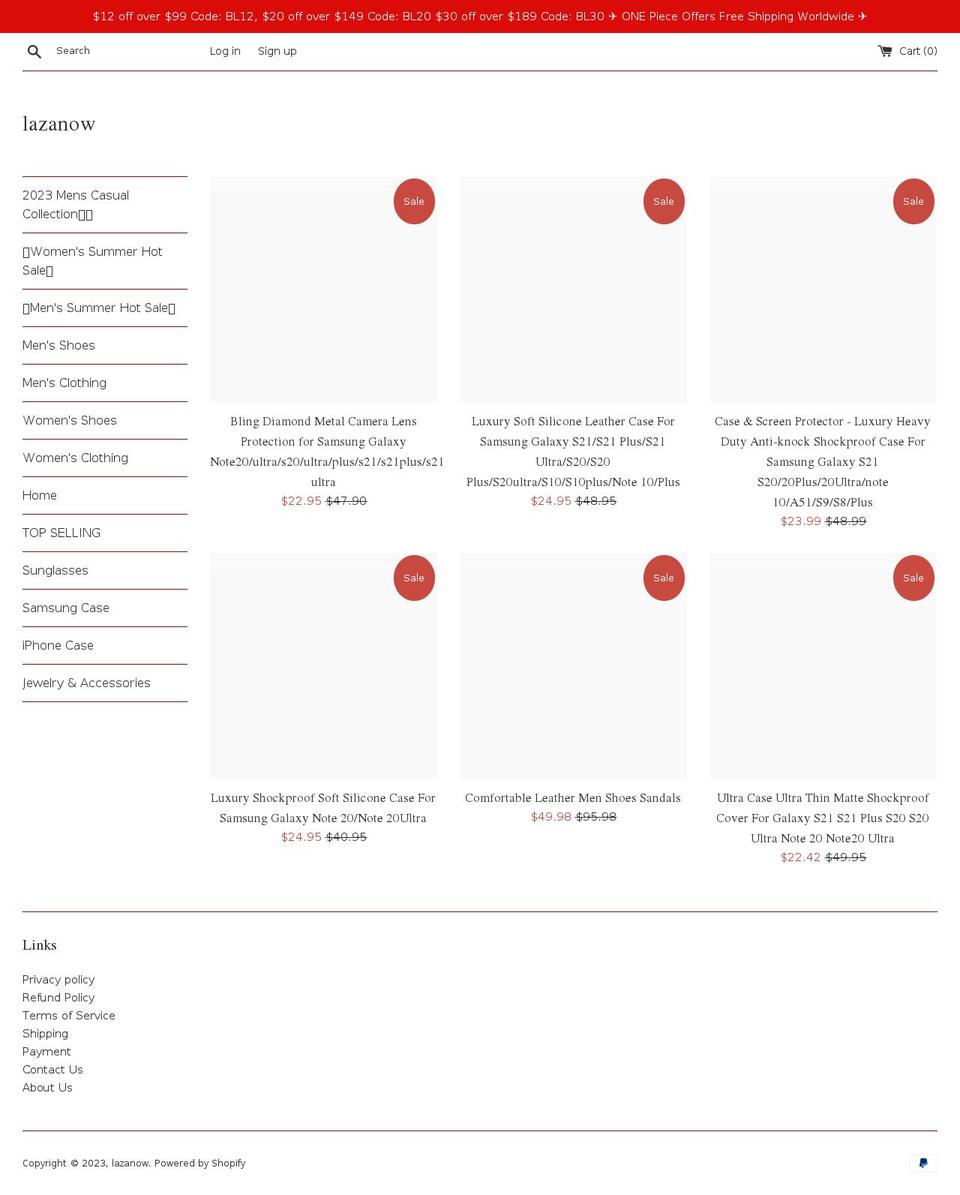 lazanow.com shopify website screenshot