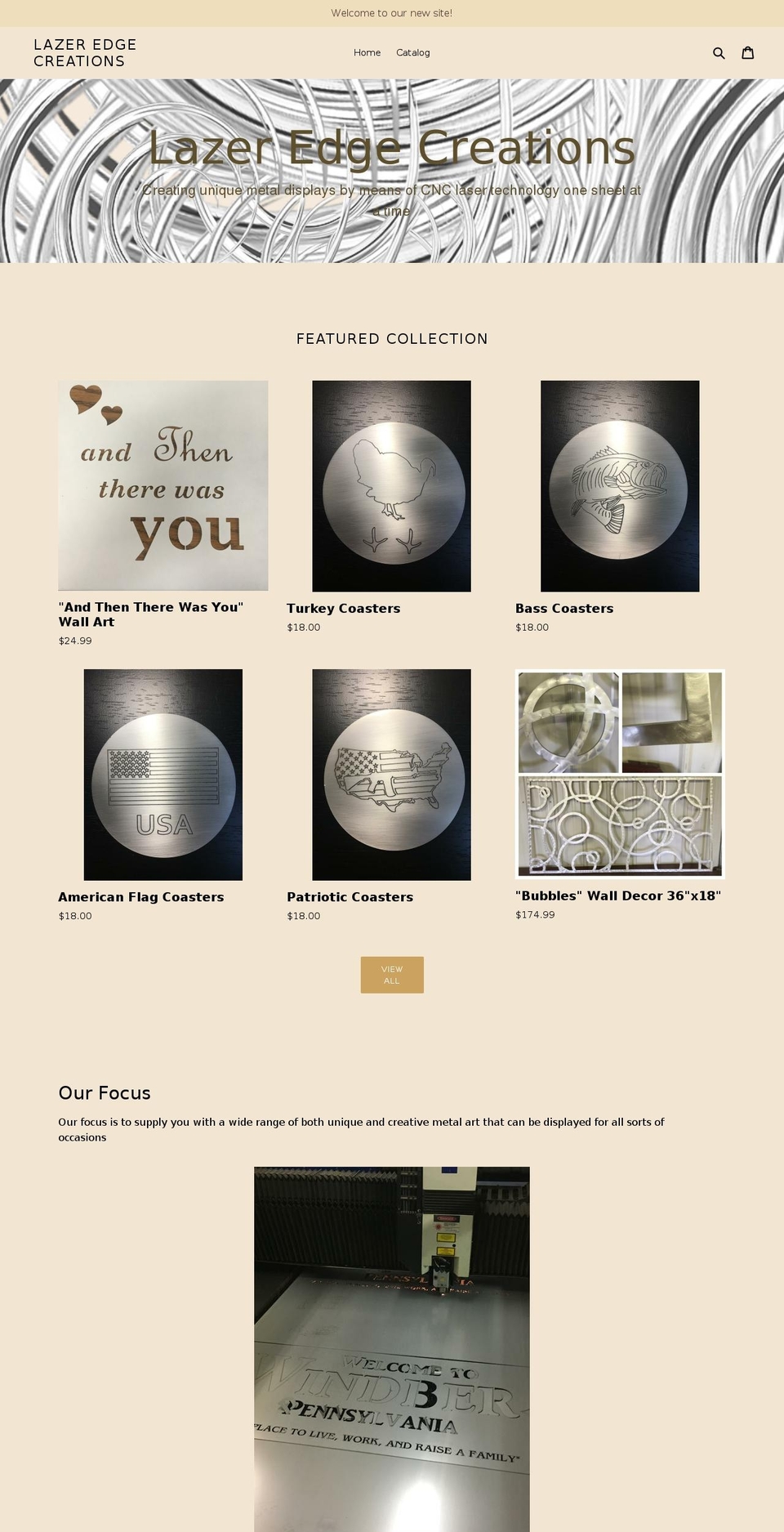 lazeredgecreations.com — Shopify storefront screenshot