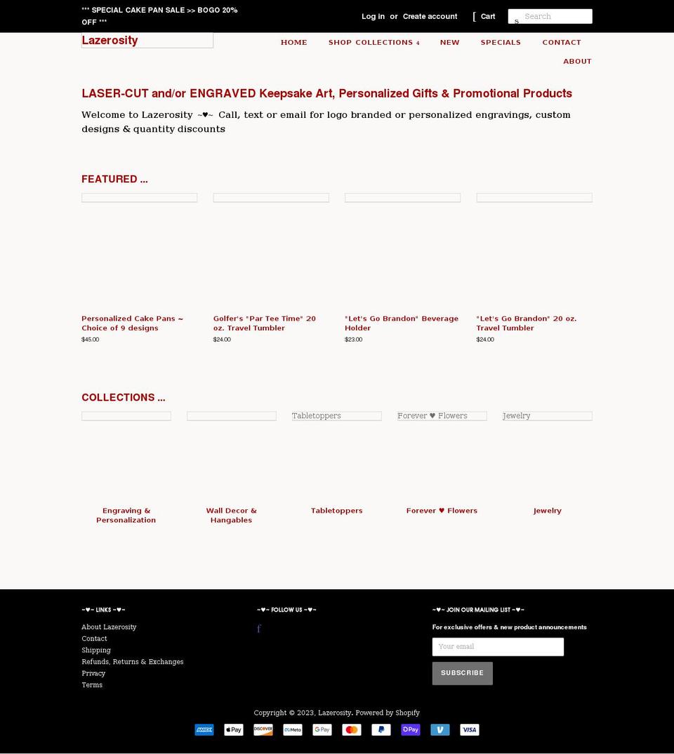 lazerosity.com shopify website screenshot
