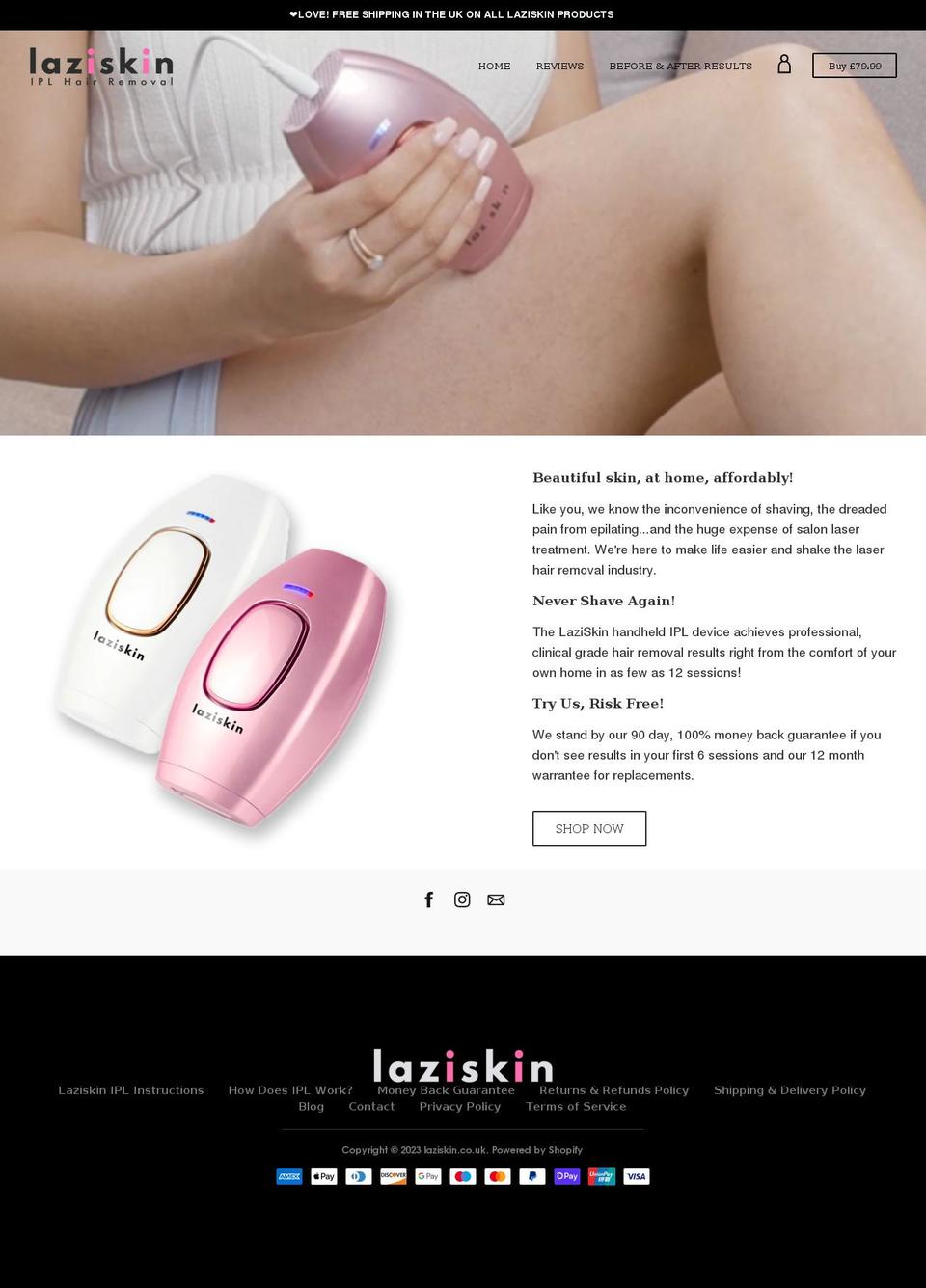 laziskin.co.uk shopify website screenshot