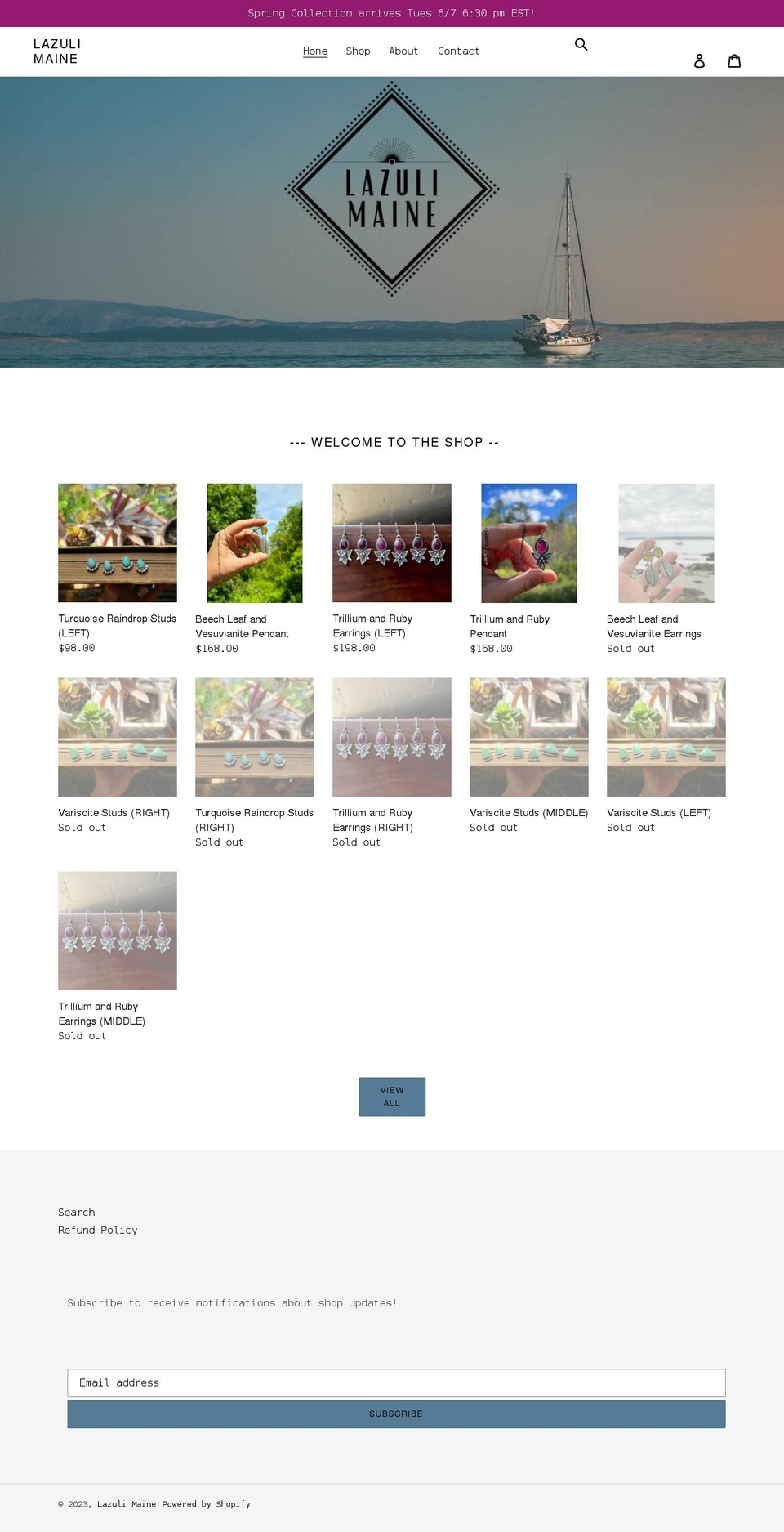 lazulimaine.com shopify website screenshot