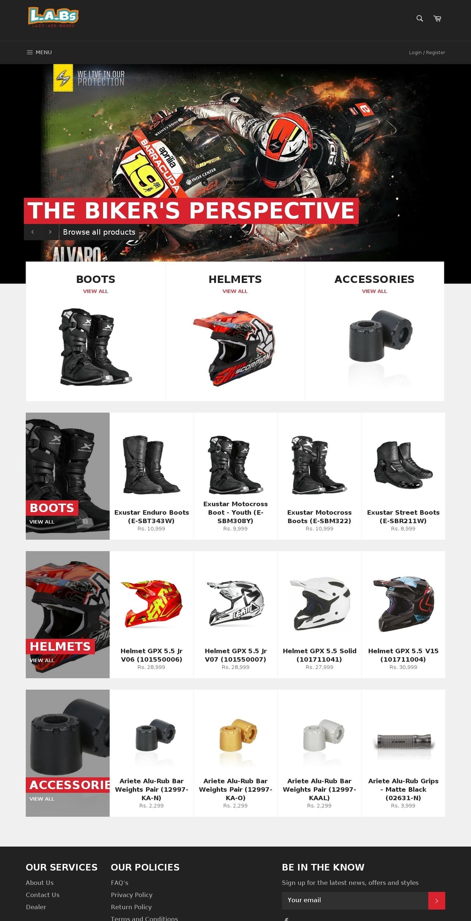 nova Shopify theme site example lazyassbikers.com
