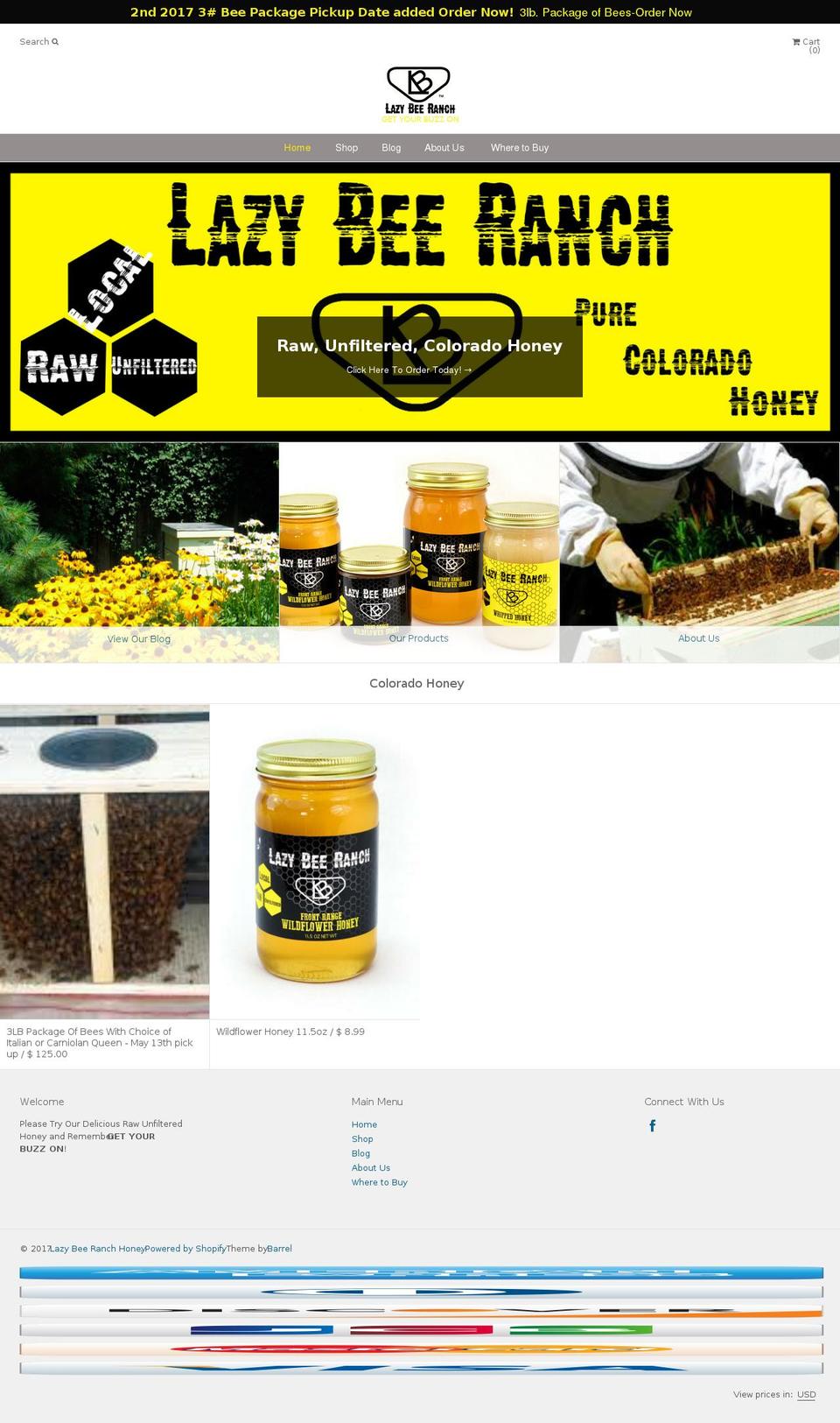 lazybeeranchhoney.com shopify website screenshot