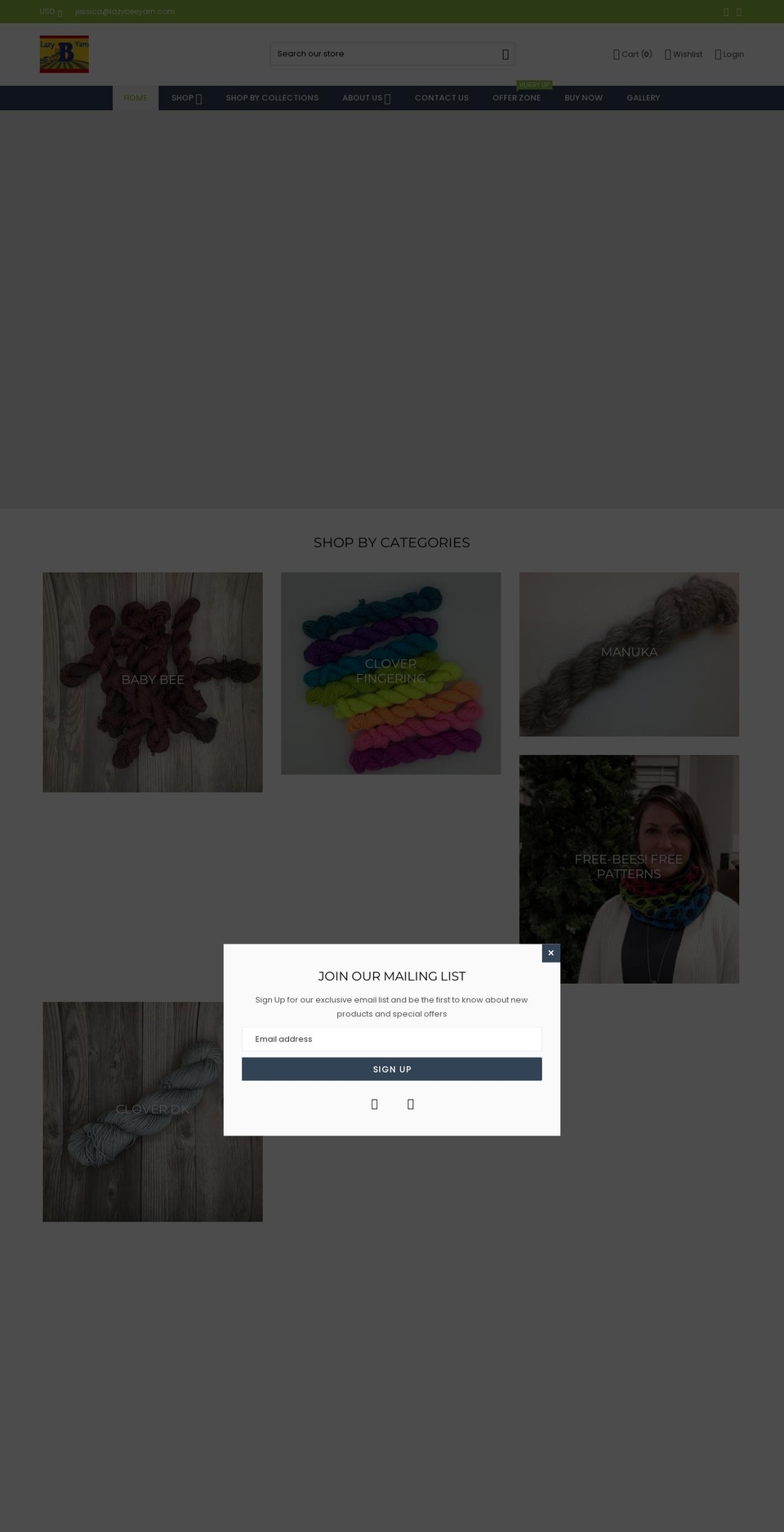 lazybeeyarn.com shopify website screenshot