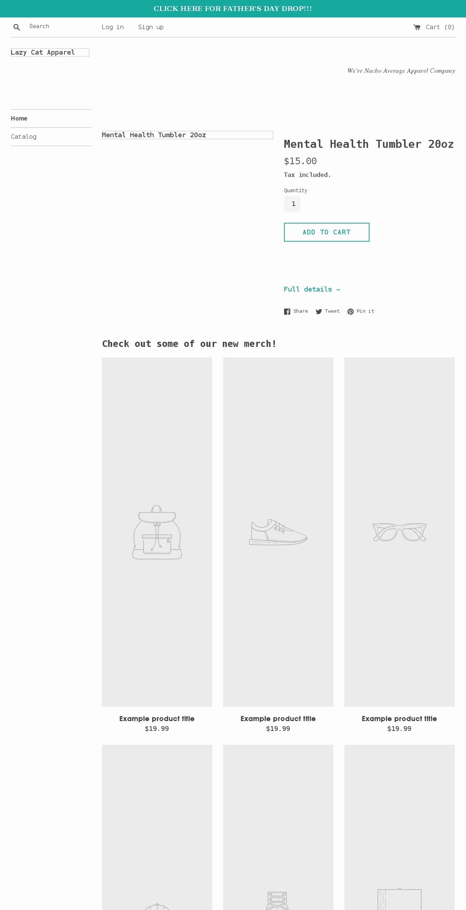 lazycatapparel.com shopify website screenshot
