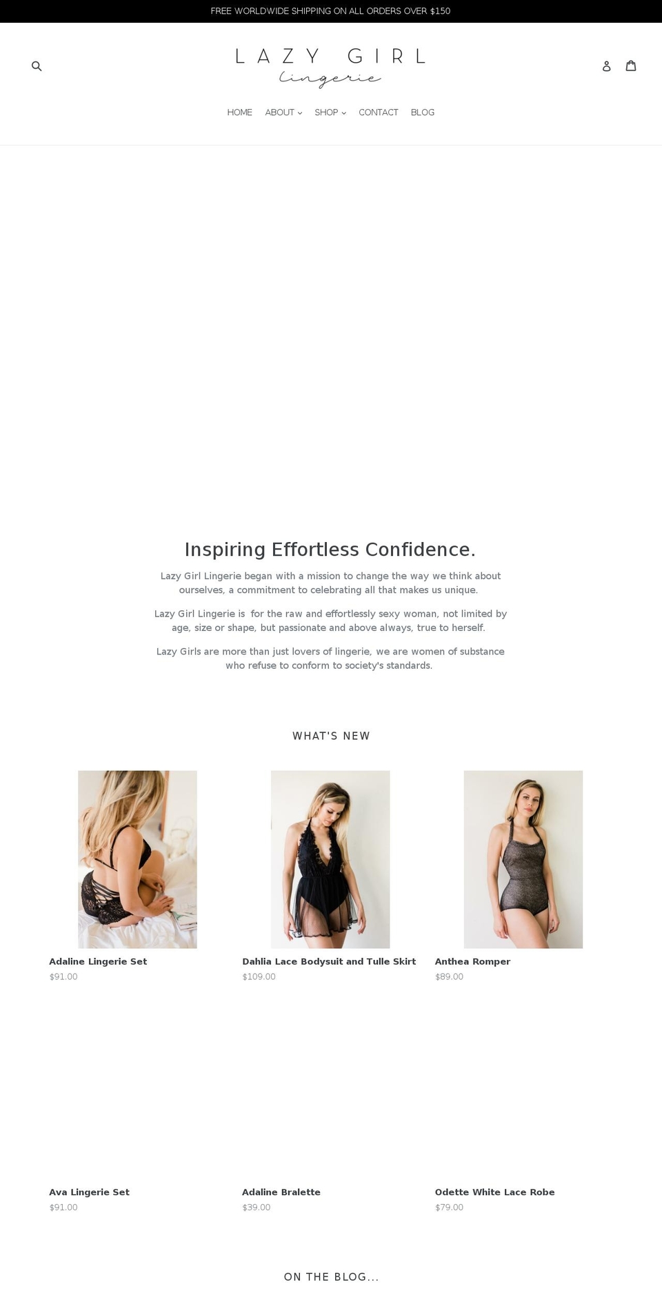 lazygirllingerie.com shopify website screenshot