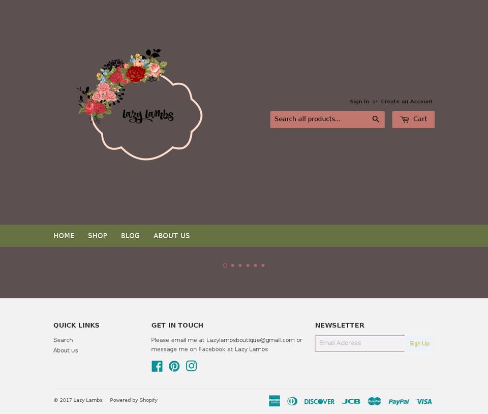 lazylambsboutique.com shopify website screenshot