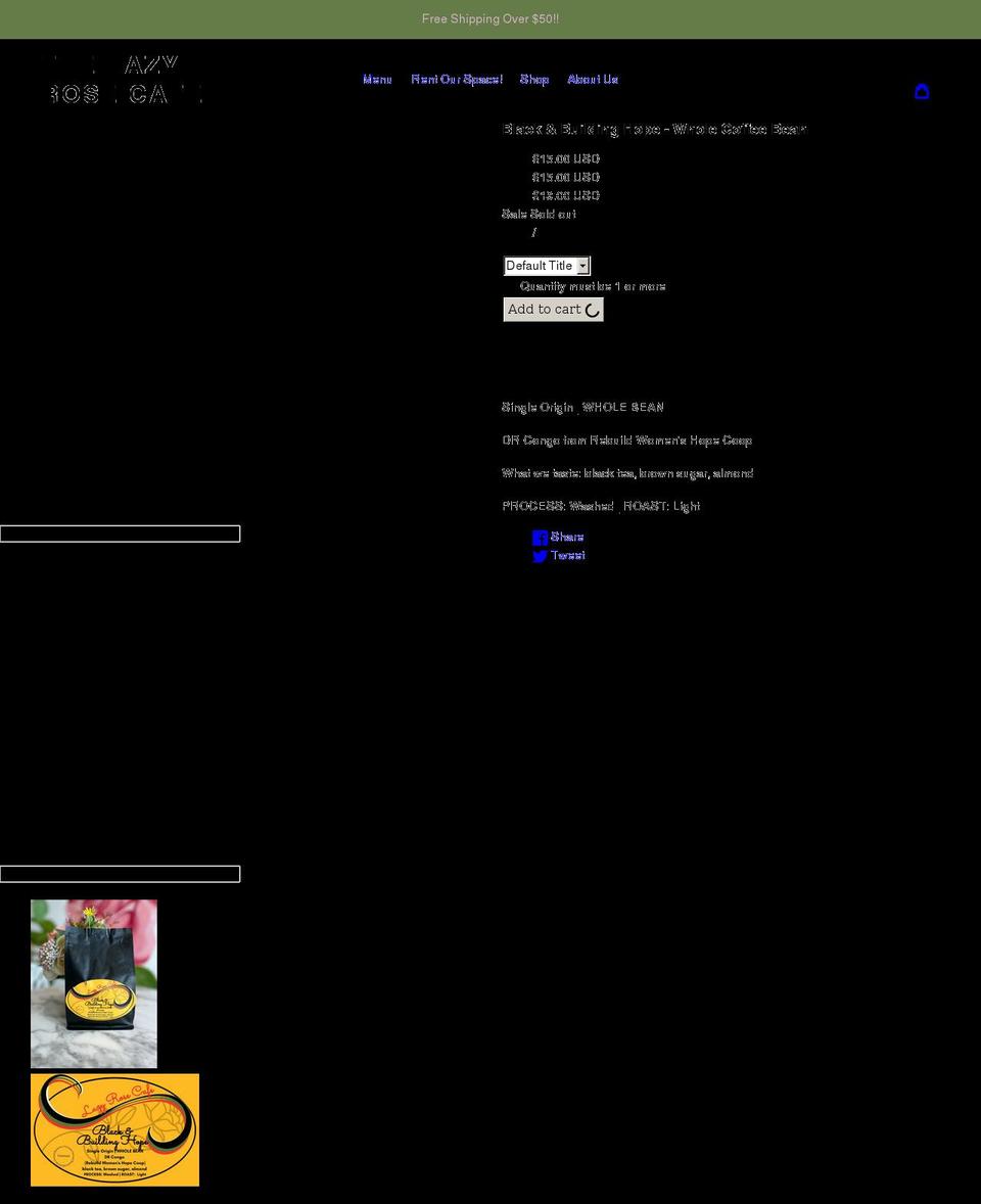 lazyrosecafe.com shopify website screenshot