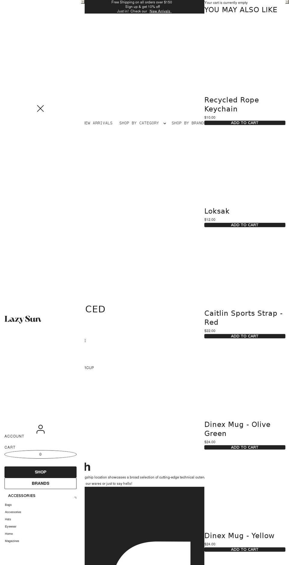 lazysun.com shopify website screenshot