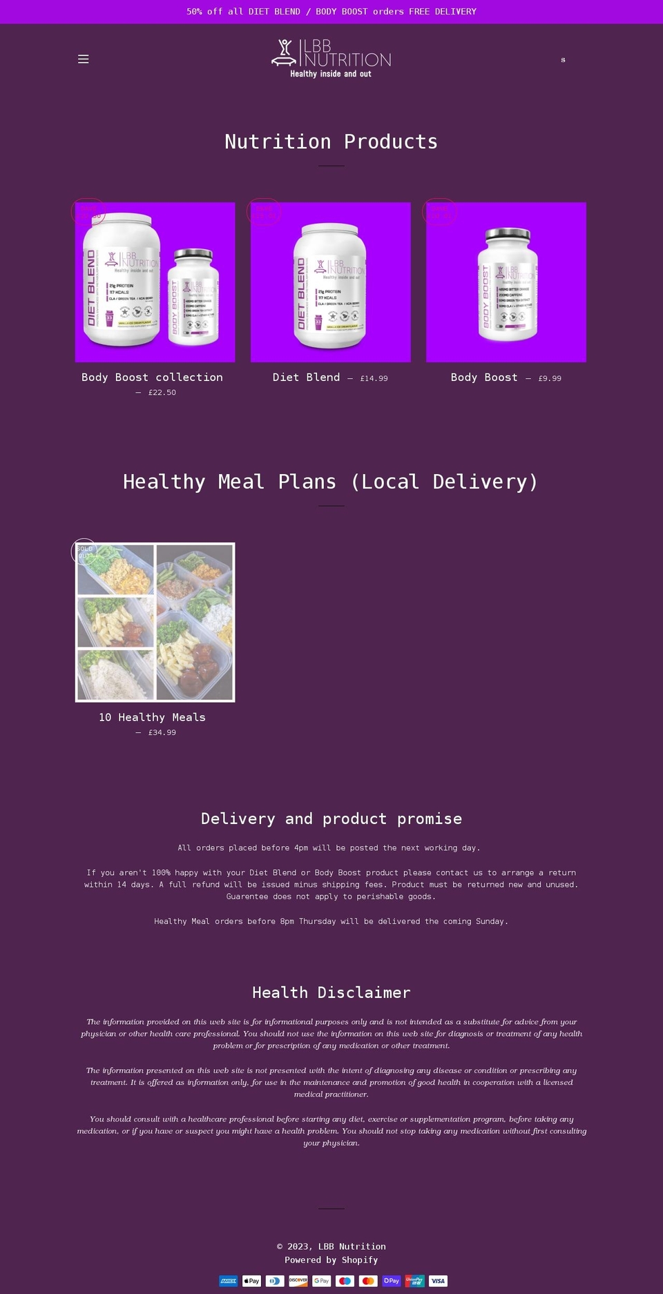 lbbnutrition.com shopify website screenshot