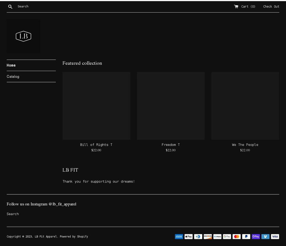 lbfitapparel.com shopify website screenshot