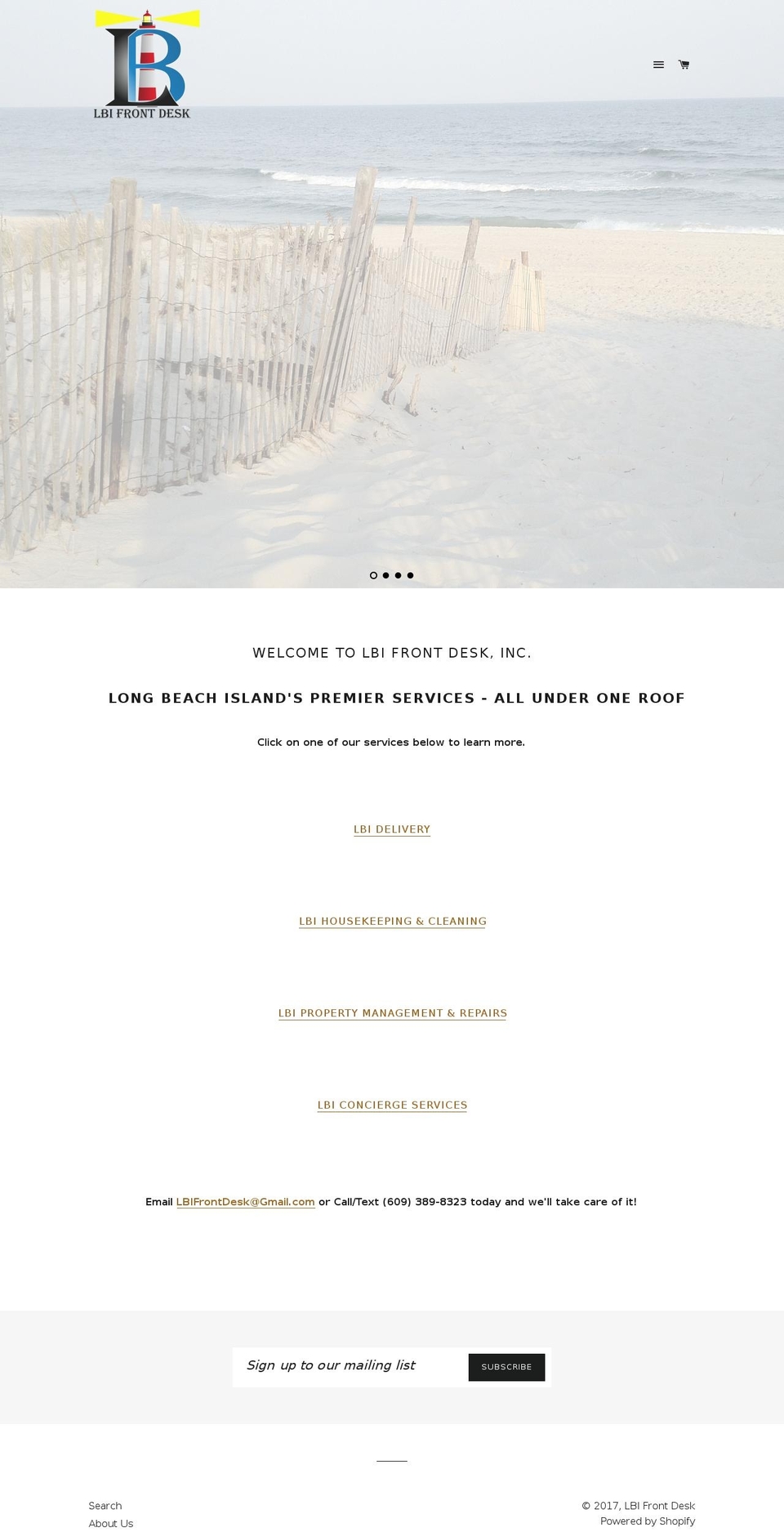 lbifrontdesk.com shopify website screenshot