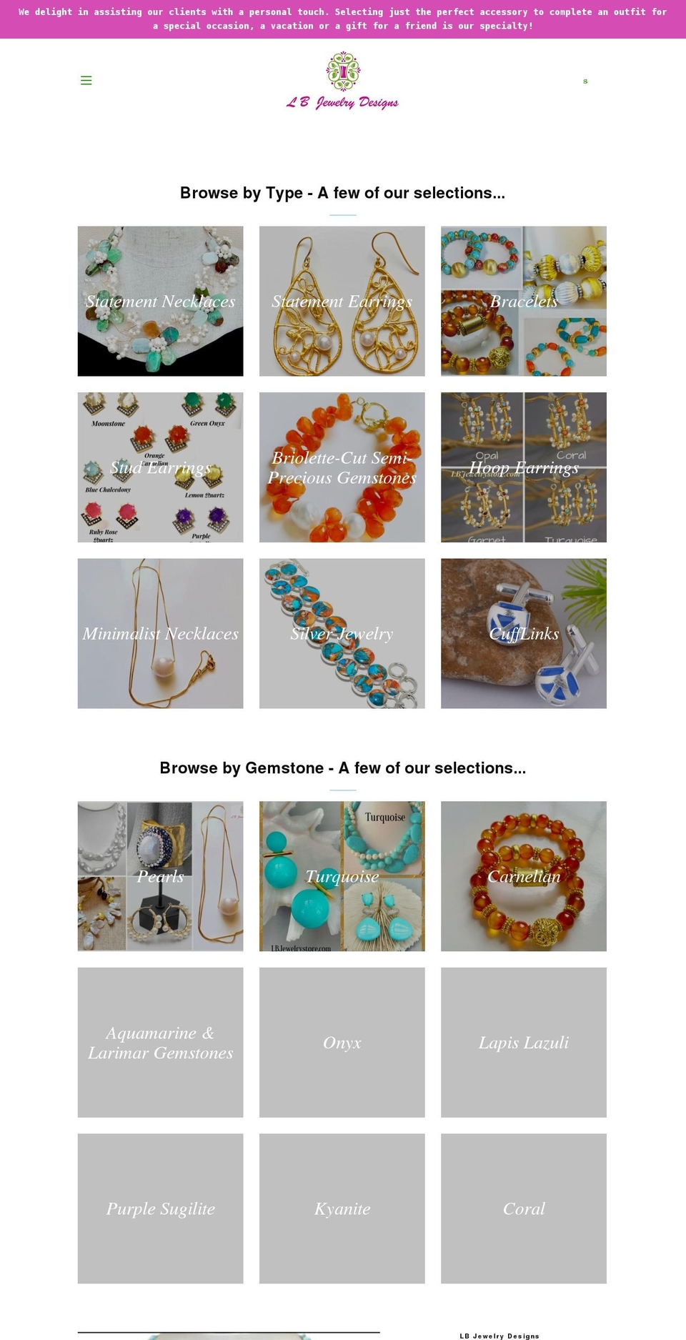 lbjewelrystore.com shopify website screenshot