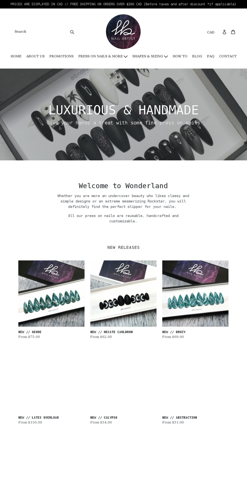 lbnailartist.com shopify website screenshot