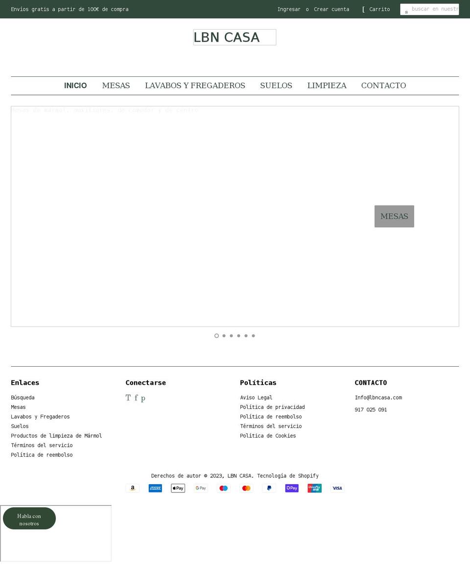 lbncasa.com shopify website screenshot