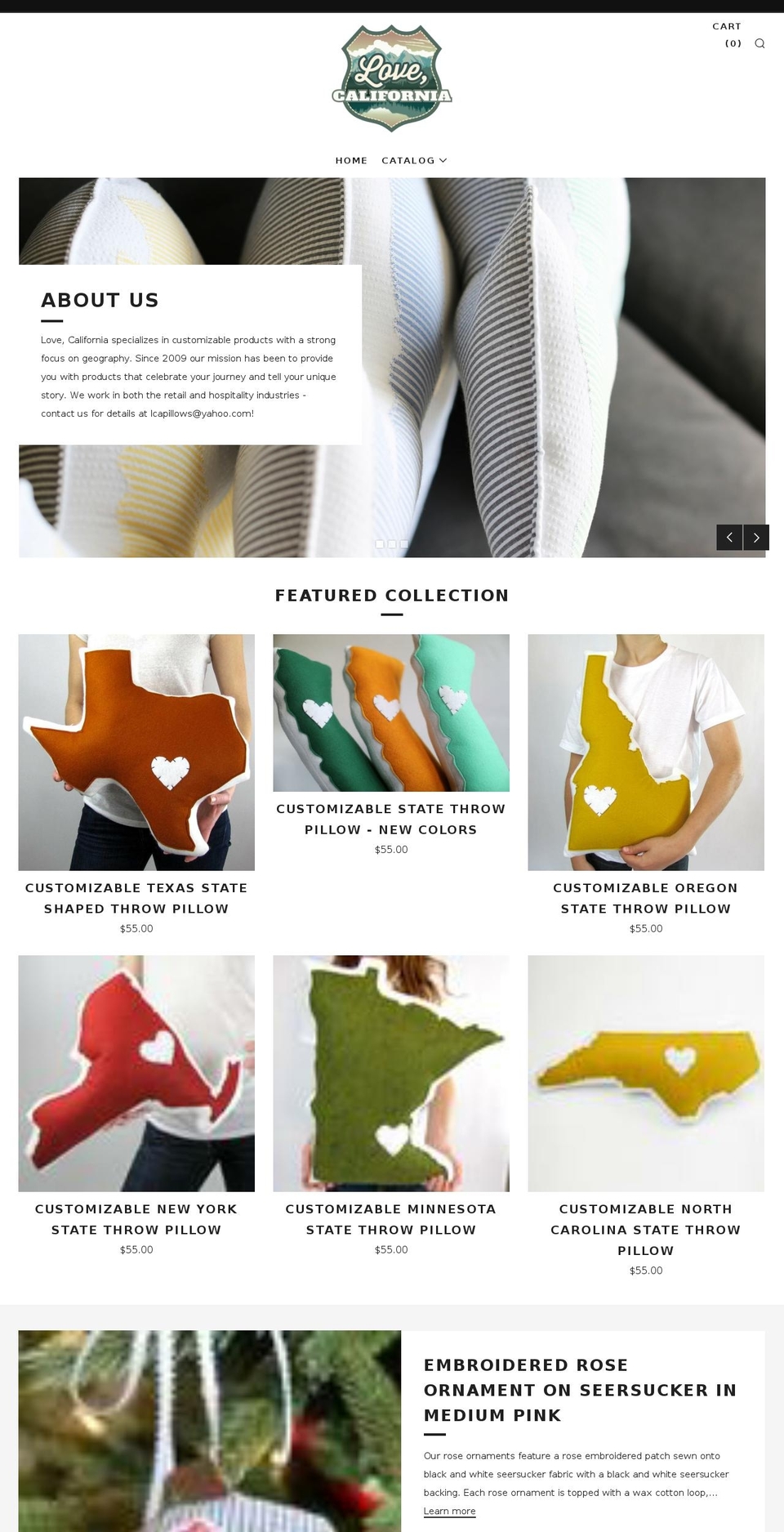 lcapillows.com — Shopify storefront screenshot
