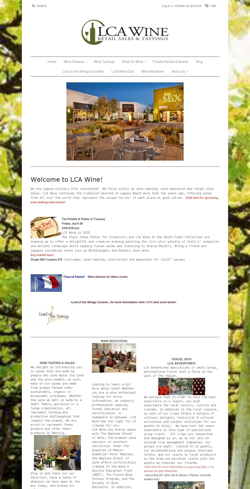 lcawines.com shopify website screenshot