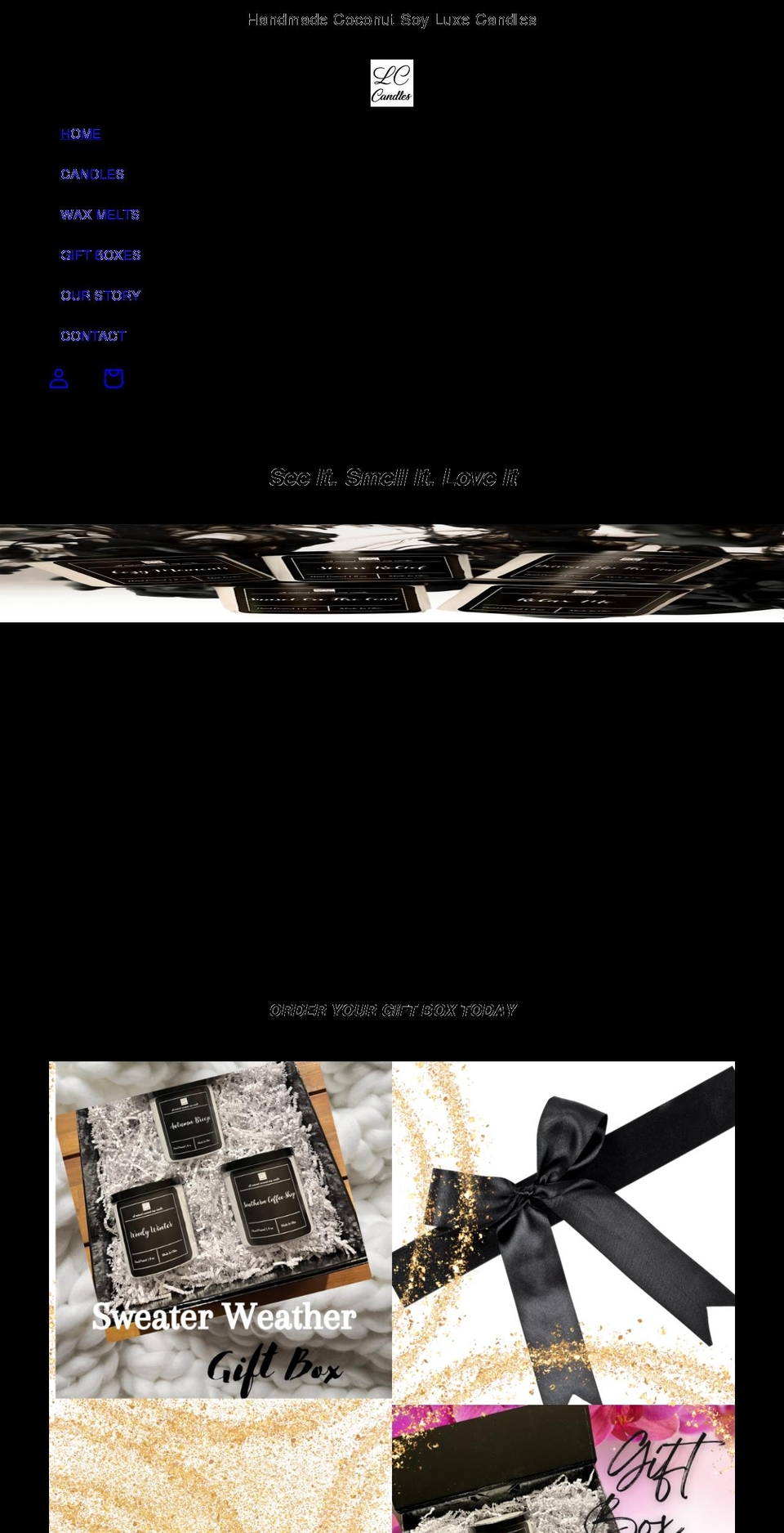lccandles.net shopify website screenshot