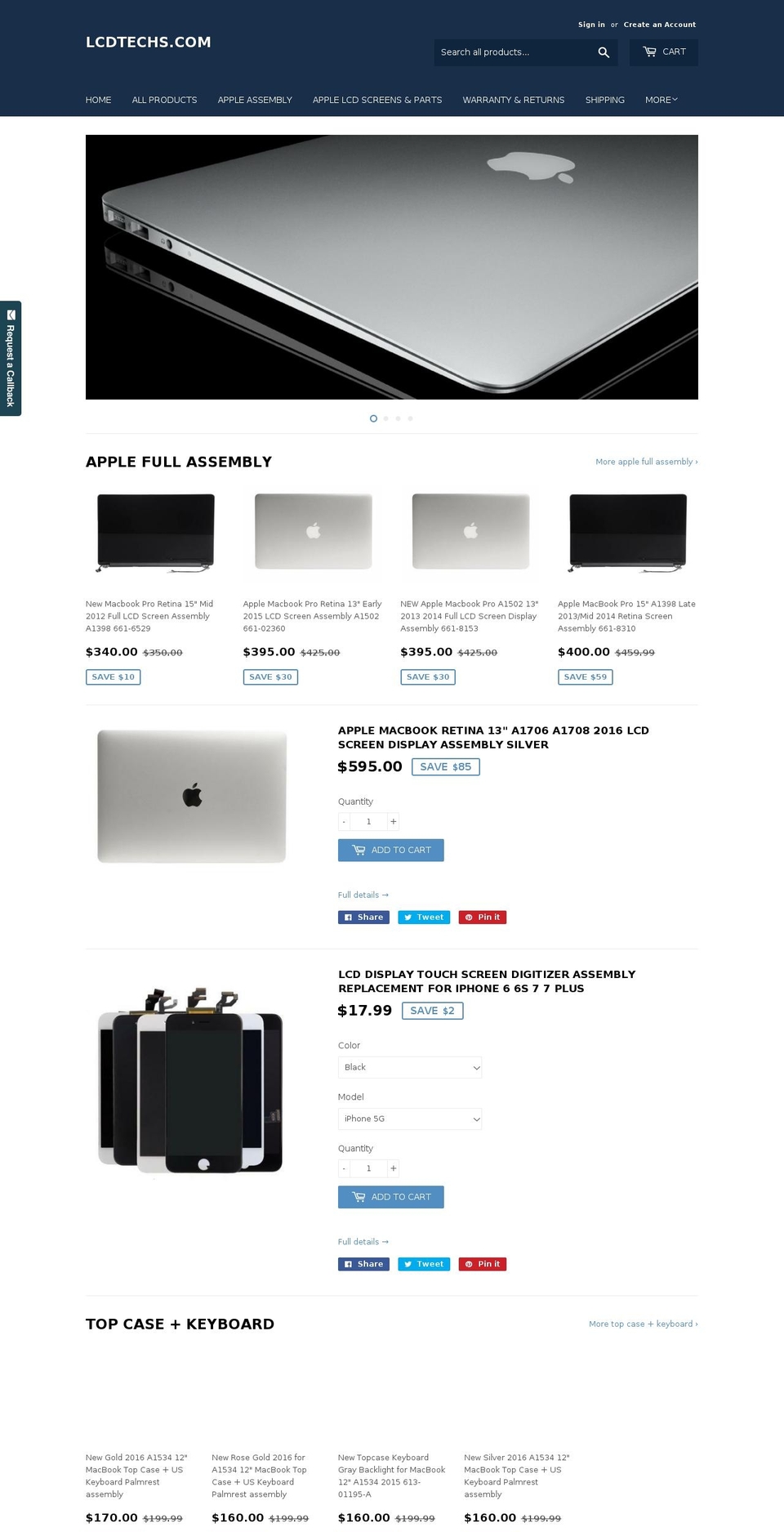 lcdtechs.com — Shopify storefront screenshot