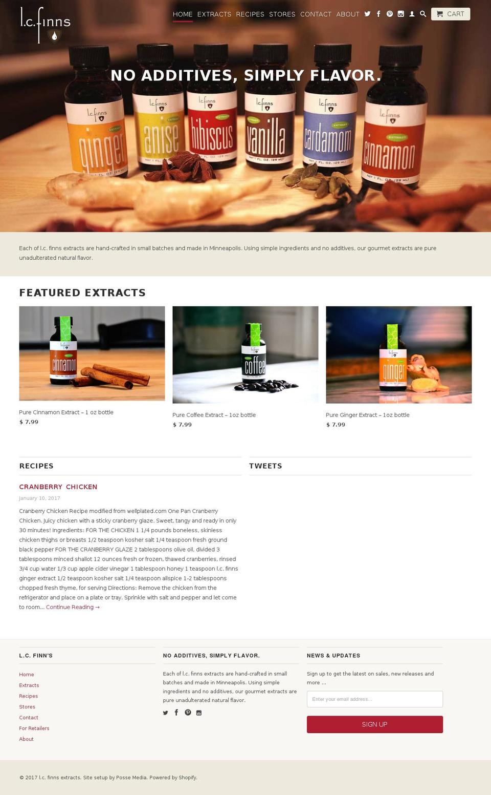 lcfinns.com shopify website screenshot