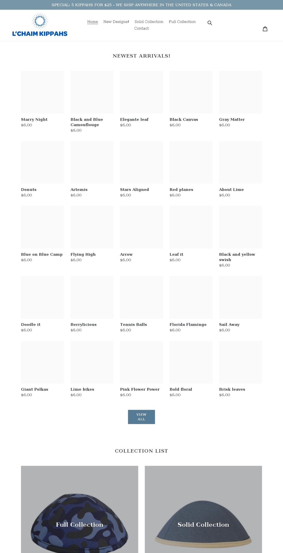 lchaimkippahs.com shopify website screenshot