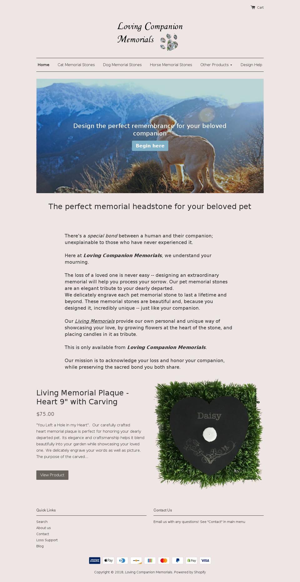 lcmemorials.com — Shopify storefront screenshot
