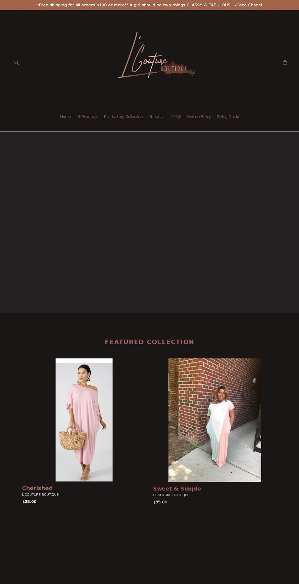 lcoutureboutique.com — Shopify storefront screenshot