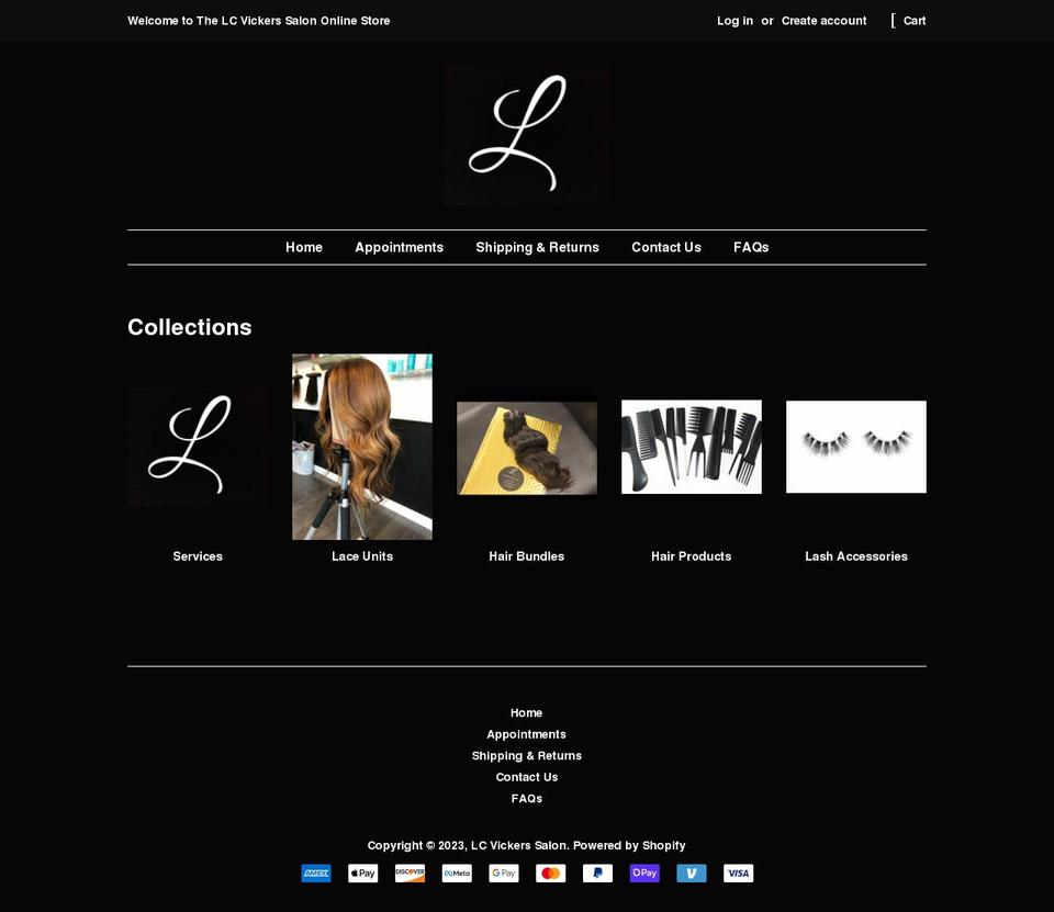 lcvickerssalon.com shopify website screenshot