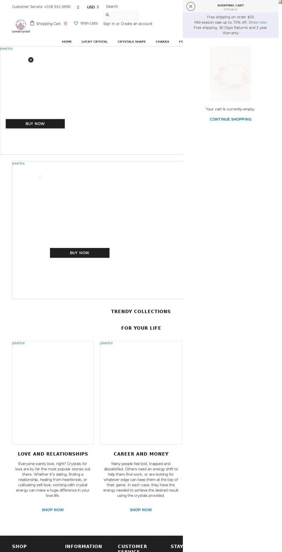 ldcrystal.com shopify website screenshot