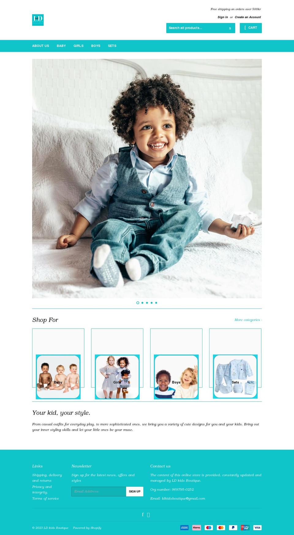 ldkidsboutique.com shopify website screenshot