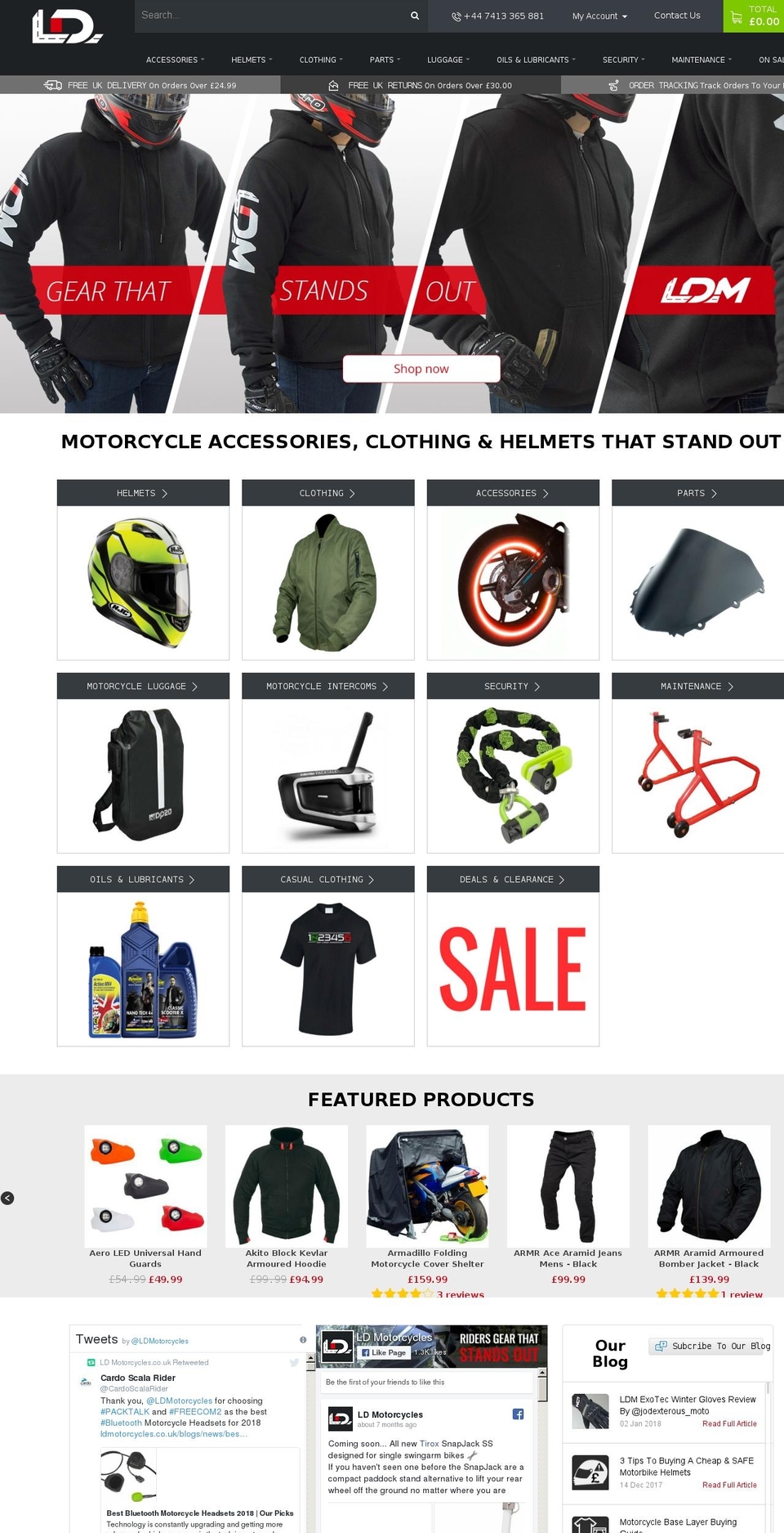 ldmotorcycles.co.uk shopify website screenshot