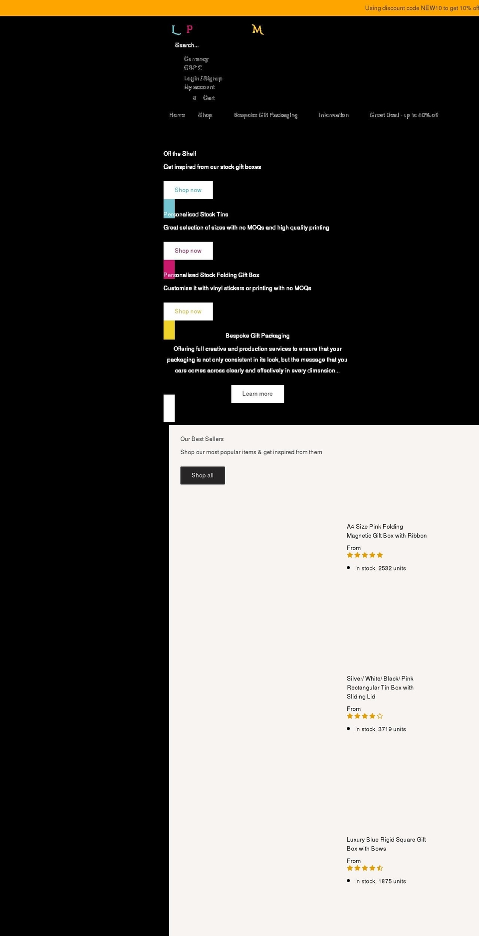 ldpackaging.co.uk shopify website screenshot